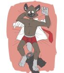  aggressive_retsuko anthro barefoot boxer_briefs brown_body brown_fur clothed clothing dress_shirt feet fur gray_waistband grey_body grey_fur haida heyitscousindave hi_res hyaenid male mammal necktie open_mouth red_boxer_briefs red_clothing red_necktie red_underwear sanrio shirt solo spotted_hyena teeth_showing topless topwear underbite underwear white_clothing white_shirt white_topwear 