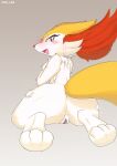  absurd_res anthro blush braixen breasts canid canine censored female fur genitals hi_res inner_ear_fluff looking_at_viewer mammal ne_i_ro nintendo nipples nude open_mouth pok&eacute;mon pok&eacute;mon_(species) pussy solo tuft video_games 