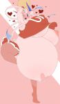  anthro belly big_belly big_breasts blush breasts butt canid canine clothing eeveelution female hi_res huge_breasts hyper hyper_pregnancy looking_at_viewer mammal nintendo nipples open_mouth opqhlak pok&eacute;mon pok&eacute;mon_(species) pregnant ribbons simple_background smile solo solo_focus sylveon video_games 
