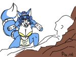  accessory anon anthro black_nose blue_body blue_eyes breasts canid canine clothed clothing duo female fox fur hair hair_accessory hairband human humanoid invincible_(comics) invincible_(tv_series) ipainthere jewelry krystal male male/female mammal meme nintendo open_mouth short_hair simple_background star_fox tail_jewelry tail_ring tailband think_mark_think! tribal video_games white_body white_fur 