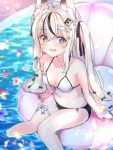  animal_ears bikini garter heterochromia shiitake_taishi swimsuits wet 