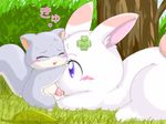  chima clover cub duo happy_happy_clover hickory hirari lagomorph mammal oral rabbit rodent size_difference squirrel suvaru unknown_artist young 