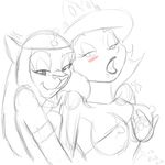  anthro blush breast_fondling breasts clothed clothing crossover deity disney drooling duo english_text eris female fondling goddess human interspecies lesbian looking_back mammal mirage nipples open_mouth plain_background saliva sketch squeeze text the_grim_adventures_of_billy_and_mandy unknown_artist white_background 