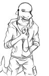  absurd_res anthro black_and_white cigarette clothed clothing fish hi_res hoodie krahs_(krahs_tsai) krahs_tsai looking_down male marine monochrome shark simple_background sketch solo topwear 