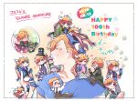  6+boys :3 ^^^ alternate_hair_color ascot battle_tendency birthday black_coat black_neckwear blonde_hair blue_footwear blue_gloves blue_jacket blue_shirt blush boots bow bowtie brown_footwear bubble caesar_anthonio_zeppeli character_name checkered checkered_headwear child climbing closed_eyes clothes_grab coat commentary_request copyright_name cropped_jacket crossed_legs dated eighth_note embarrassed facial_mark fingerless_gloves flying_sweatdrops gloves green_coat green_eyes green_gloves green_jacket grin hair_bobbles hair_ornament half-closed_eyes happy_birthday hat headband heart holding holding_wrench in_bubble in_palm jacket jojo_no_kimyou_na_bouken knee_pads leotard leotard_under_clothes male_focus miniboy multiple_boys multiple_persona musical_note official_alternate_costume on_head on_shoulder one_eye_closed overalls pants person_on_head pink_hair pink_leotard pink_scarf pink_shirt polka_dot red_neckwear red_scrunchie scarf scrunchie shirt short_hair sitting smile star_(symbol) striped striped_pants sweat takami_don teenage top_hat triangle_print wariza white_hair white_jacket white_pants white_shirt wing_hair_ornament wrench younger |_| 