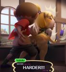  5_fingers animal_crossing anthro blush bodily_fluids bottomwear butt canid canine canis clothed clothing digby_(animal_crossing) domestic_dog duo female female_penetrated fingers hi_res human human_on_anthro interspecies isabelle_(animal_crossing) looking_through looking_through_window male male/female male_penetrating male_penetrating_female mammal mouezu nintendo office pants_down paperwork partially_clothed pencil_(object) penetration penile penile_penetration penis_in_pussy pens profanity raised_bottomwear raised_clothing raised_skirt sex shih_tzu skirt sweat sweatdrop tongue tongue_out toy_dog vaginal vaginal_penetration video_games villager_(animal_crossing) 