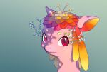  2021 anthro bust_portrait digital_media_(artwork) dragon eyelashes female flower gradient_background green_background kemono lilac_(pyritie) looking_at_viewer pink_body pink_eyes pink_skin plant portrait pyritie reptile scalie simple_background solo thick_eyelashes 
