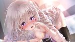  blush breasts imo_bouya long_hair no_bra purple_eyes 