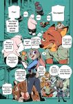  bear_hand canid canine clothed clothing color_edit colored comic digital_media_(artwork) disney doujinshi edit english_text female fox green_eyes hi_res judy_hopps lagomorph leporid male mammal nick_wilde officer_fangmeyer officer_higgins officer_mchorn rabbit seductivesquid simple_background surprised_expression tall_image text training zootopia 