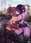  blizzard_entertainment breast_grab breasts cleft_of_venus duo_focus elf female genitals group hand_on_breast hi_res human human_on_humanoid humanoid humanoid_pointy_ears interspecies mammal night_elf not_furry personalami public pussy video_games warcraft 