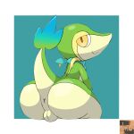  anthro anus balls big_butt butt genitals hi_res looking_at_viewer male nintendo pok&eacute;mon pok&eacute;mon_(species) presenting presenting_anus presenting_hindquarters reallydarkandwindie simple_background smile snivy solo video_games 