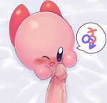  blue_eyes blush condom crossgender duo female gender_symbol genitals hi_res holding_condom holding_object human human_on_waddling_head kirby kirby_(series) leg_markings looking_at_genitalia looking_at_penis lying male male/female mammal markings mtf_crossgender nintendo on_front open_mouth penis pink_body poi_(artist) red_markings sexual_barrier_device socks_(marking) symbol touching_penis video_games waddling_head ♀ ♂ 