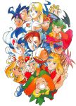  1990s_(style) 6+girls adventure_quiz:_capcom_world_2 animal_ears anita_(vampire) arrow_(projectile) bangs bat_wings bengus beret blonde_hair blue_eyes blue_hair blue_skin bracelet brown_eyes brown_hair bun_cover cammy_white capcom cat_ears child chun-li circlet clenched_hand closed_eyes colored_skin cyberbots devilot_de_deathsatan_ix double_bun earrings eyebrows_visible_through_hair fangs felicia_(vampire) fingerless_gloves gloves goggles goggles_on_headwear green_hair grin hat head_wings highres jewelry jiangshi lei_lei long_hair mao_(cyberbots) mary_miyabi morrigan_aensland multiple_girls official_art ofuda open_mouth orange_hair outstretched_arm pink_hair pointy_ears pure_the_mage quiver red_gloves red_hair retro_artstyle rose_(street_fighter) scan short_hair smile spiked_bracelet spikes street_fighter tiara vampire_(game) waving wings 