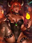  bowsette cleavage horns logan_cure possible_duplicate thighhighs torn_clothes 