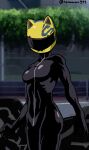  1girl abs biker biker_clothes bikesuit bodysuit celty_sturluson dullahan durarara!! muscular muscular_female toned 