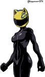  1girl abs biker biker_clothes bikesuit bodysuit celty_sturluson dullahan durarara!! muscular muscular_female toned 