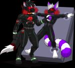  abs ambiguous_gender anthro black_body black_fur black_hair bound breath bulge canid canine canis claws clothing collar duo emblem flustered fur gas gas_mask glistening glistening_body hair highlights_(coloring) hypnosis male male/male mammal mask mind_control muscular neve_(naneve) paws procyonid purple_body purple_fur raccoon red_body red_fur restrained ringtail rubber skinsuit sparksstars spiked_collar spikes tight_clothing white_body white_fur white_hair wolf 
