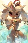  :3 anthro big_breasts bikini breasts clothing dancer_(reindeer) ear_piercing ear_ring female looking_at_viewer lopunny nintendo one_eye_closed piercing pok&eacute;mon pok&eacute;mon_(species) popodunk smile solo swimwear video_games wide_hips wink 