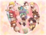  ! !! 2boys 6+girls :3 :d acolyte_(ragnarok_online) alpaca armored_boots bangs bell biretta blonde_hair blue_eyes blush boots brown_eyes brown_footwear brown_gloves brown_hair brown_legwear brown_pants brown_shirt capelet cassock closed_mouth commentary_request cross deviruchi_hat eighth_note emoticon eyebrows_visible_through_hair full_body gloves green_hair hair_between_eyes hat heart hizukiryou holding_hands long_hair long_sleeves looking_at_another looking_at_viewer magic medium_hair multiple_boys multiple_girls musical_note nurse_cap open_mouth pants pantyhose pointy_ears poring ragnarok_online red_eyes red_hair riding shirt shoes short_hair skirt slime_(creature) smile syringe white_capelet white_skirt 