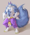  abs anthro biceps blue_body canid canine capcom captainjohkid darkstalkers fur hi_res jon_talbain male mammal muscular muscular_anthro muscular_male solo video_games were werecanid werecanine werewolf white_body 