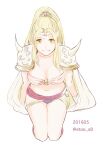  1girl armor blonde_hair breasts cape final_fantasy final_fantasy_iv green_eyes highres long_hair looking_at_viewer ponytail rosa_farrell shoulder_armor simple_background smile solo toutoumi white_background 