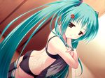  amino angry cum cum_on_back cum_on_body cum_on_upper_body green_hair hatsune_miku headphones lingerie miku_hatsune twintails underwear undressing vocaloid 