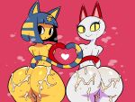  &lt;3 2021 animal_crossing ankha_(animal_crossing) beauty_mark bodily_fluids butt crap-man cum cum_from_pussy cum_in_pussy cum_inside cum_on_butt digital_media_(artwork) domestic_cat egyptian felid feline felis female fur genital_fluids genitals hair hi_res looking_at_viewer looking_back looking_back_at_viewer makeup mammal nintendo nude olivia_(animal_crossing) presenting presenting_hindquarters pupils pussy simple_background slit_pupils smile take_your_pick uraeus video_games white_body white_fur yellow_body yellow_fur yellow_sclera 