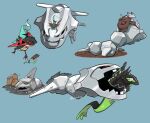  artist_name closed_eyes dirt dragapult dreepy dugtrio excadrill gen_1_pokemon gen_2_pokemon gen_5_pokemon gen_6_pokemon gen_8_pokemon kochi8i legendary_pokemon no_humans onix open_mouth pokemon pokemon_(creature) red_eyes riding_pokemon simple_background steelix teeth zygarde zygarde_(50) 