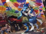  4:3 alley anniversary cafe canid canine canis dragon favonius hi_res mammal raining selfie teryx teryx_commodore tourist umbrella wolf zephyxus 