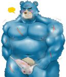  2020 animal_crossing anthro blue_body blue_fur blush bulge clothed clothing erection erection_under_clothing fur groucho_(animal_crossing) hi_res kemono male mammal moobs navel nintendo nipples overweight overweight_anthro overweight_male peekeroro scar simple_background solo underwear ursid video_games white_background 