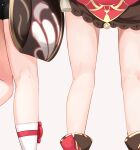  2girls absurdres bare_legs black_bloomers black_shorts close-up day_mello from_behind genshin_impact high_heels highres hu_tao legs lower_body multiple_girls short_shorts shorts socks standing tailcoat yanfei_(genshin_impact) 