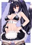  1girl alternate_costume angry animal_ears bare_shoulders black_hair blush breasts cat_ears cat_tail dura enmaided hair_ribbon highres large_breasts long_hair looking_at_viewer maid navel neptune_(series) noire red_eyes ribbon solo tail thighhighs twintails wrist_cuffs 