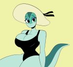  anthro bedroom_eyes breasts cleavage clothed clothing cross_country_detours female herny lizard looney_tunes merrie_melodies narrowed_eyes one-piece_swimsuit reptile rita_skopt scalie seductive solo sun_hat swimwear warner_brothers 