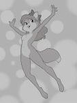  2020 3:4 ajin anthro areola biped breasts digital_media_(artwork) felid feline female genitals hair hi_res jumping mammal monochrome navel nipples nude open_mouth pussy raised_arms simple_background solo 