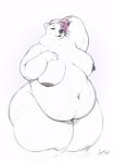  anthro belly big_belly big_breasts breasts curvy_figure emberwick female fur hair hi_res lily_(emberwick) looking_at_viewer mammal navel nipples nude obese obese_anthro obese_female overweight overweight_anthro overweight_female pink_hair signature sketch solo thick_thighs ursid voluptuous white_body white_fur wide_hips 