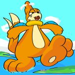  1:1 2_tails 3_fingers 3_toes ambiguous_gender black_nose buizel city cloud discardigan feet fingers fur giga hi_res macro mammal mega_macro multi_tail multicolored_body multicolored_fur mustela mustelid musteline nintendo orange_body orange_fur outside paws pok&eacute;mon pok&eacute;mon_(species) sky solo tan_body tan_fur teeth toes tongue true_musteline two_tone_body two_tone_fur video_games 