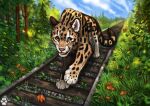  2021 4_toes day detailed_background digital_media_(artwork) feet felid feral flashw grass jaguar mammal outside pantherine plant sky toes train_tracks 