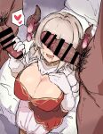  absurdres alicia_(granblue_fantasy) breasts clothed_female_nude_male clothed_sex condom draph gloved_handjob gloves granblue_fantasy handjob highres horns large_breasts long_hair nude penis penis_on_face penis_over_eyes platinum_blonde_hair shimadouma used_condom very_long_hair 
