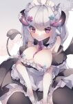  areola bandaid devil horns maid no_bra pasties pointy_ears skirt_lift tagme tail thighhighs wings 