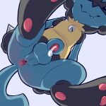  1:1 anthro anus balls bodily_fluids butt canid canine crotch_focus cum cum_drip dripping fangs genital_fluids genitals hi_res humanoid_genitalia humanoid_penis kinkykong low-angle_view lucario male mammal nintendo nude pawpads paws penis pok&eacute;mon pok&eacute;mon_(species) precum precum_drip shaded simple_background solo spread_anus spread_butt spreading video_games white_background worm&#039;s-eye_view 