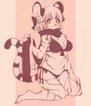  2021 5_fingers anthro belly black_scarf blue_body blue_fur blush breasts chest_tuft felid female fingers fur kemono kneeling looking_at_viewer mammal pantherine pawpads scarf shiki_2p simple_background smile snout snow_leopard solo stripes tuft white_body white_fur 