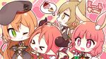  animal_ears brown_hair bunny_ears cake cat_smile cherry chibi demon dress drink fang food fruit green_eyes group hat heart horns kaku-san-sei_million_arthur long_hair muuran orange_hair pink_eyes pink_hair pointed_ears red_hair strawberry tail tie uniform wings wink wristwear yellow_eyes 