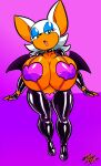  anthro bedroom_eyes big_breasts breasts chiropteran eyeshadow female green_eyes hi_res huge_breasts lips lipstick looking_at_viewer makeup mammal narrowed_eyes open_mouth rouge_the_bat seductive solo sonic_the_hedgehog_(series) thecon wide_hips 