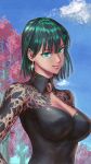  1girl aruveinx fubuki_(one-punch_man) green_eyes green_hair highres murata_yuusuke one-punch_man smile 