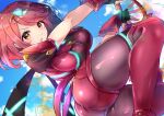  aegis_sword_(xenoblade) bangs black_gloves breasts earrings fingerless_gloves gloves highres jewelry large_breasts pyra_(xenoblade) racket_ti1 red_eyes red_hair red_legwear red_shorts short_hair short_shorts shorts super_smash_bros. swept_bangs sword thighhighs tiara weapon xenoblade_chronicles_(series) xenoblade_chronicles_2 
