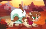  arizona_cow_(tfh) ass_up bovid bovine cattle dessert diaper female feral food hi_res hooves horn mammal smile solo tenerius them&#039;s_fightin&#039;_herds water 