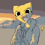  angry anthro bethesda_softworks big_eyes big_pupils cartridge_case clothing denis_(artist) detailed_background felid feline felis female front_view fur fur_collar gun holding_gun holding_object holding_ranged_weapon holding_weapon jacket katia_managan khajiit looking_at_viewer mammal open_mouth outside prequel pupils ranged_weapon sharp_teeth solo standing tank teeth the_elder_scrolls tongue topwear vehicle video_games weapon webcomic yellow_body yellow_fur yellow_sclera 