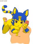  animal_crossing ankha_(animal_crossing) domestic_cat domination duo egyptian_cat faceless_male felid feline felis female female_domination genitals hi_res listen_wind male male/female mammal nintendo pawpads penis simple_background video_games white_background 