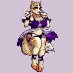  anthro blvejay chibi clothing cuffs_(clothing) detailed domestic_cat felid feline felis female fluffy fluffy_tail garter_straps happy lingerie looking_at_viewer mammal nightgown shaded shy simple_background smile solo 
