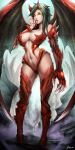  blood devil horns monster_girl no_bra wings yinyue 